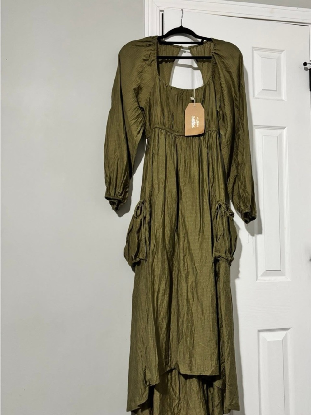 Olive Green Long Sleeve Maxi Dress